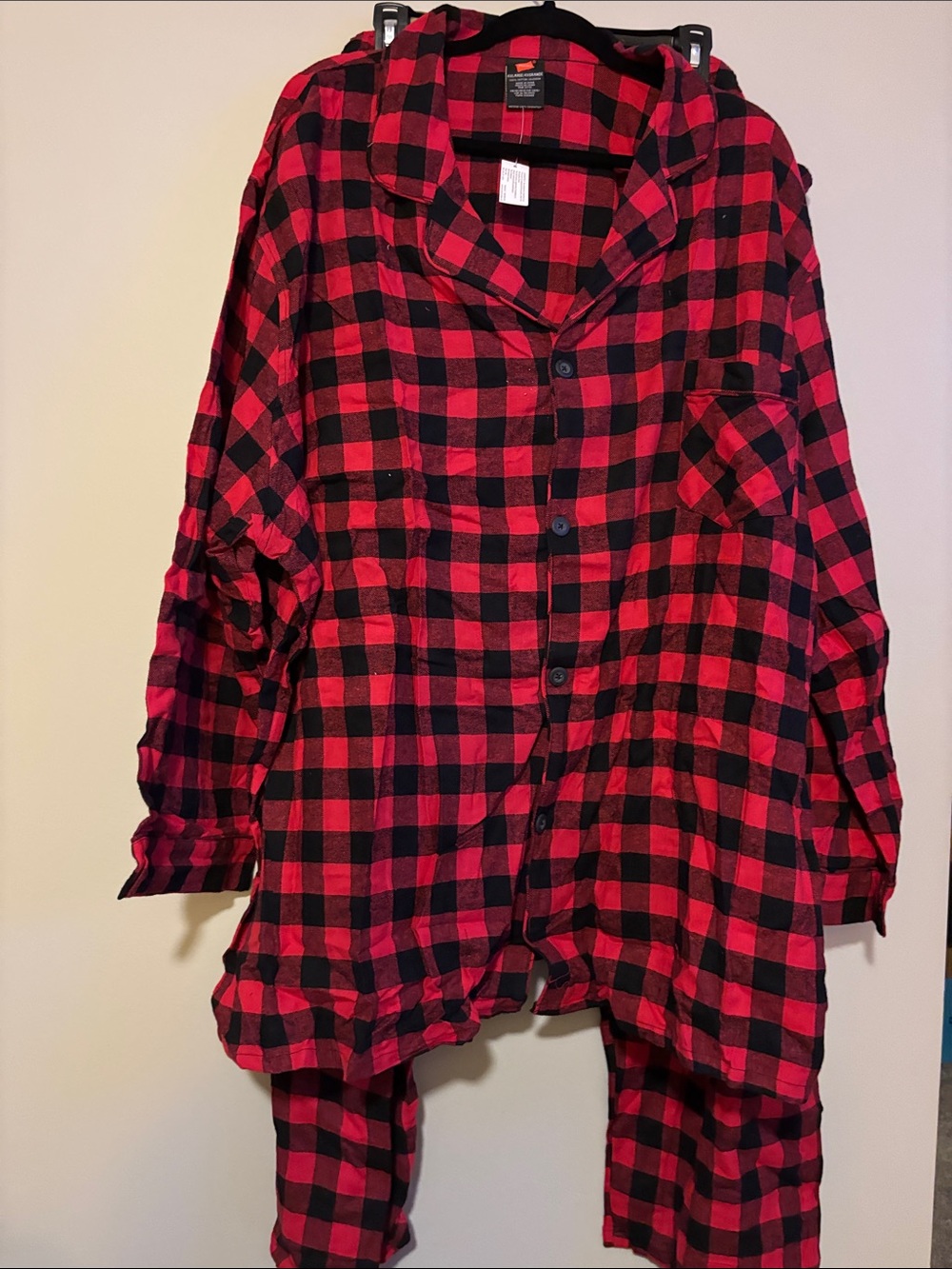 Hanes Red and Black Buffalo Plaid Button-Up Shirt